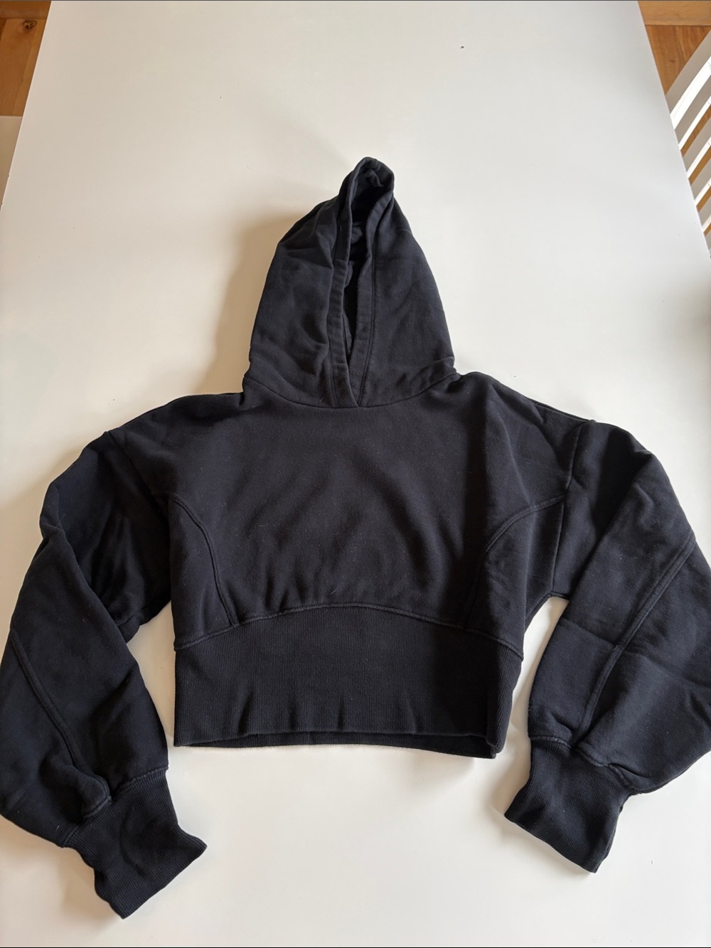 Offline Black Cropped Hoodie Sweatshirt - Womens Hooded Pullover size M